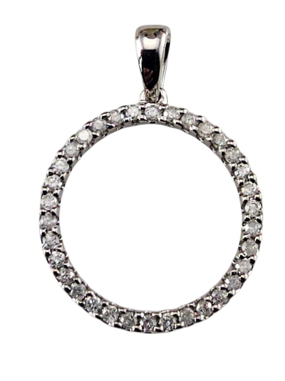 10K White Gold Diamond Circle Pendant #24467